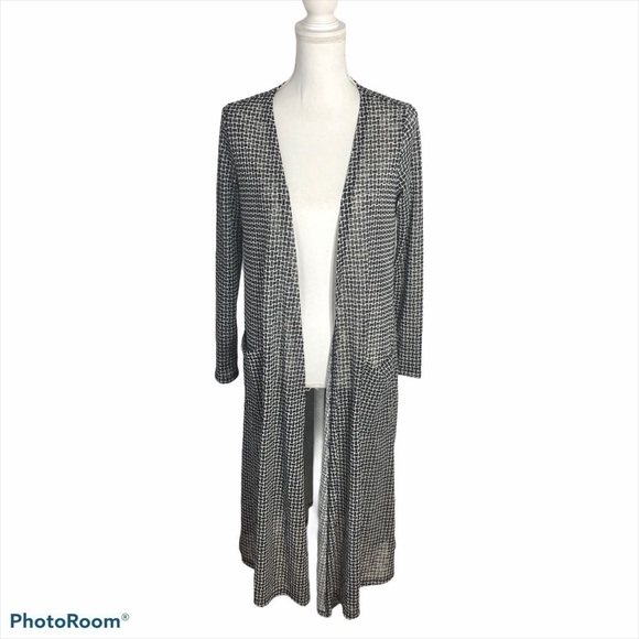 Lularue Sarah Duster NWT Black White Cardigan Small - Picture 1 of 8